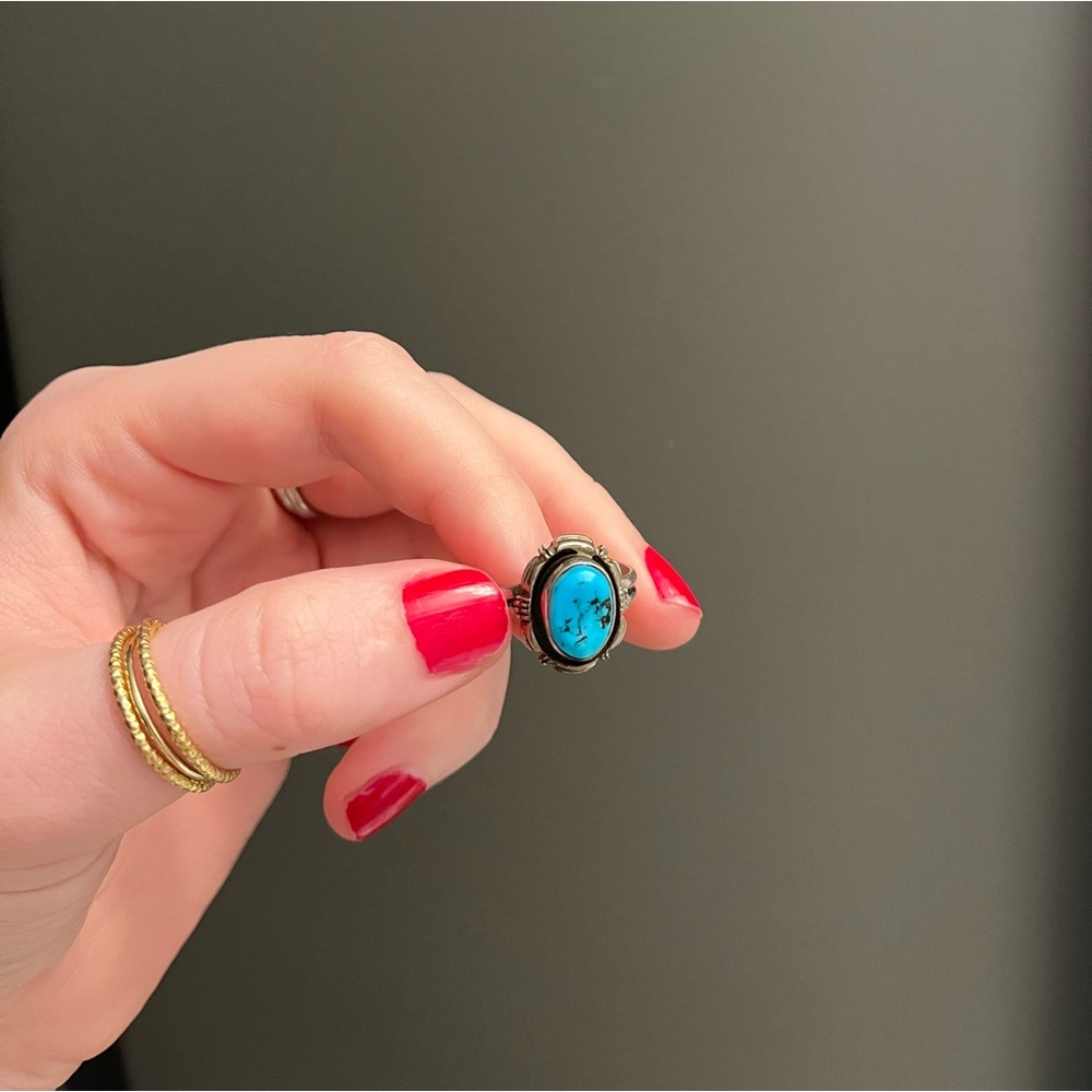 L. Yazzie Turquoise and Sterling Silver Ring